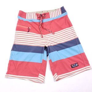 Patagonia Board Shorts Mens Size 31 Red White Blue Drawstring Zipper Pocket Swim